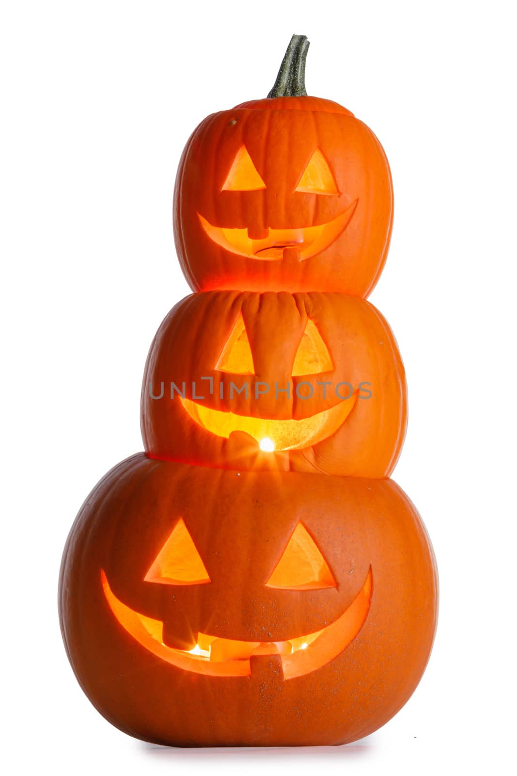 Stack of Halloween Pumpkins on white by Yellowj