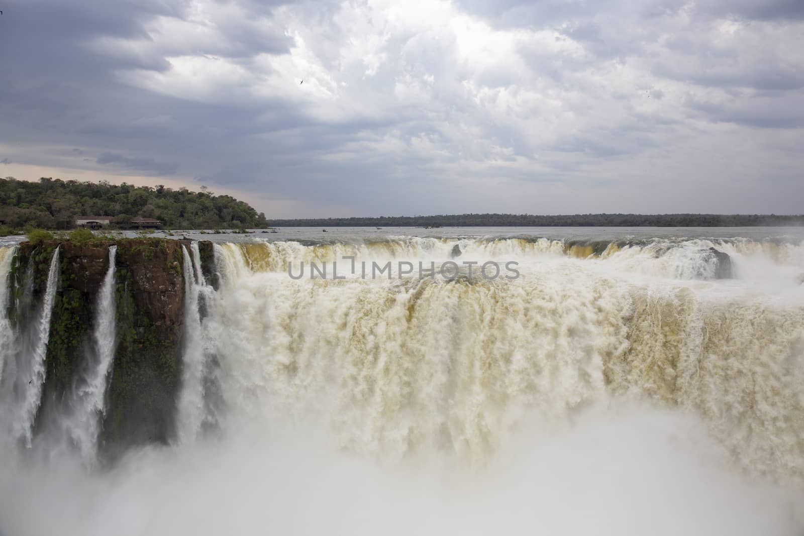 Falls Devil's Throat, Iguazu, Argentina part, sunset panorama by Tjeerdkruse