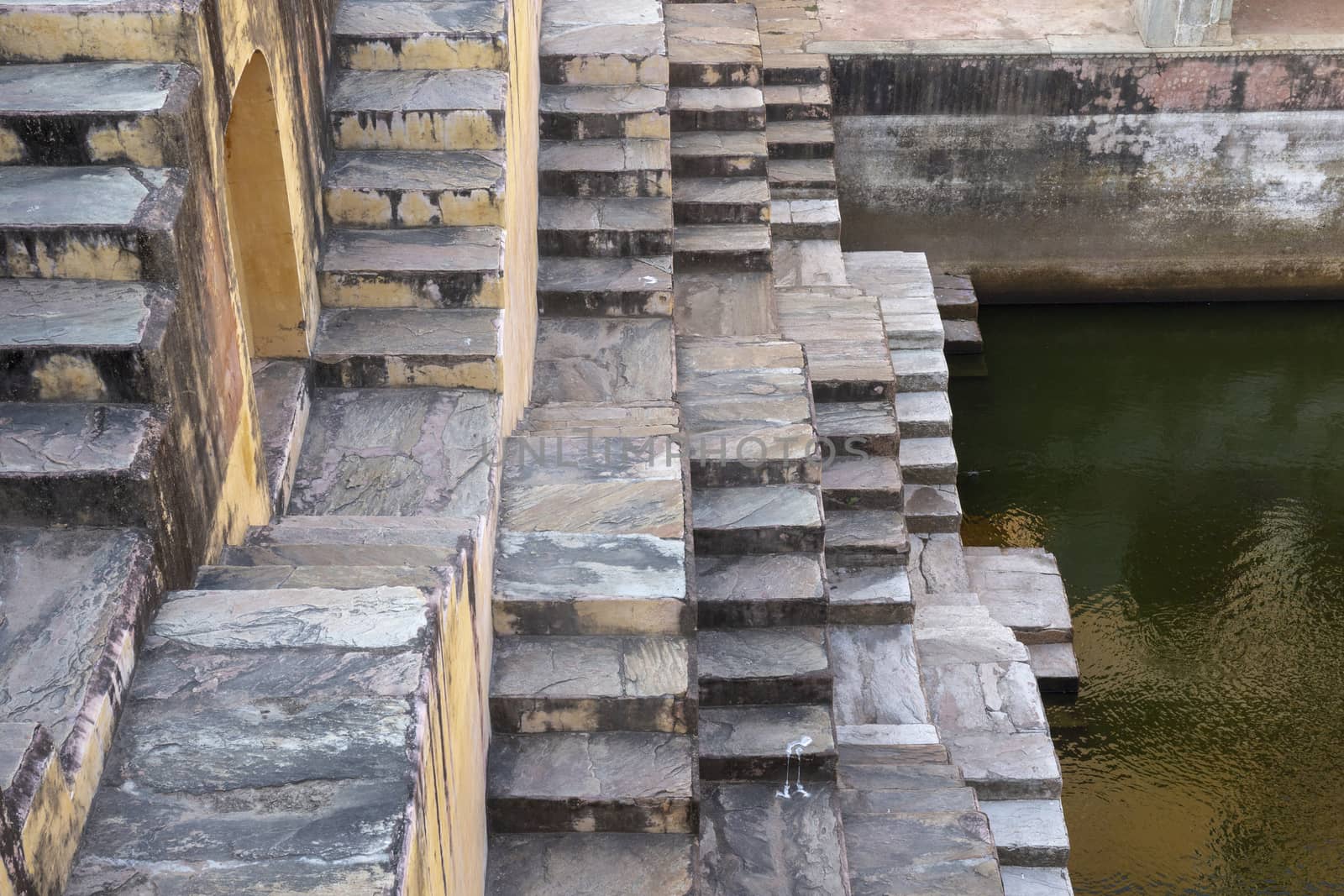 Close up the stepwells of Chand Baori, in Jaipur, India.
