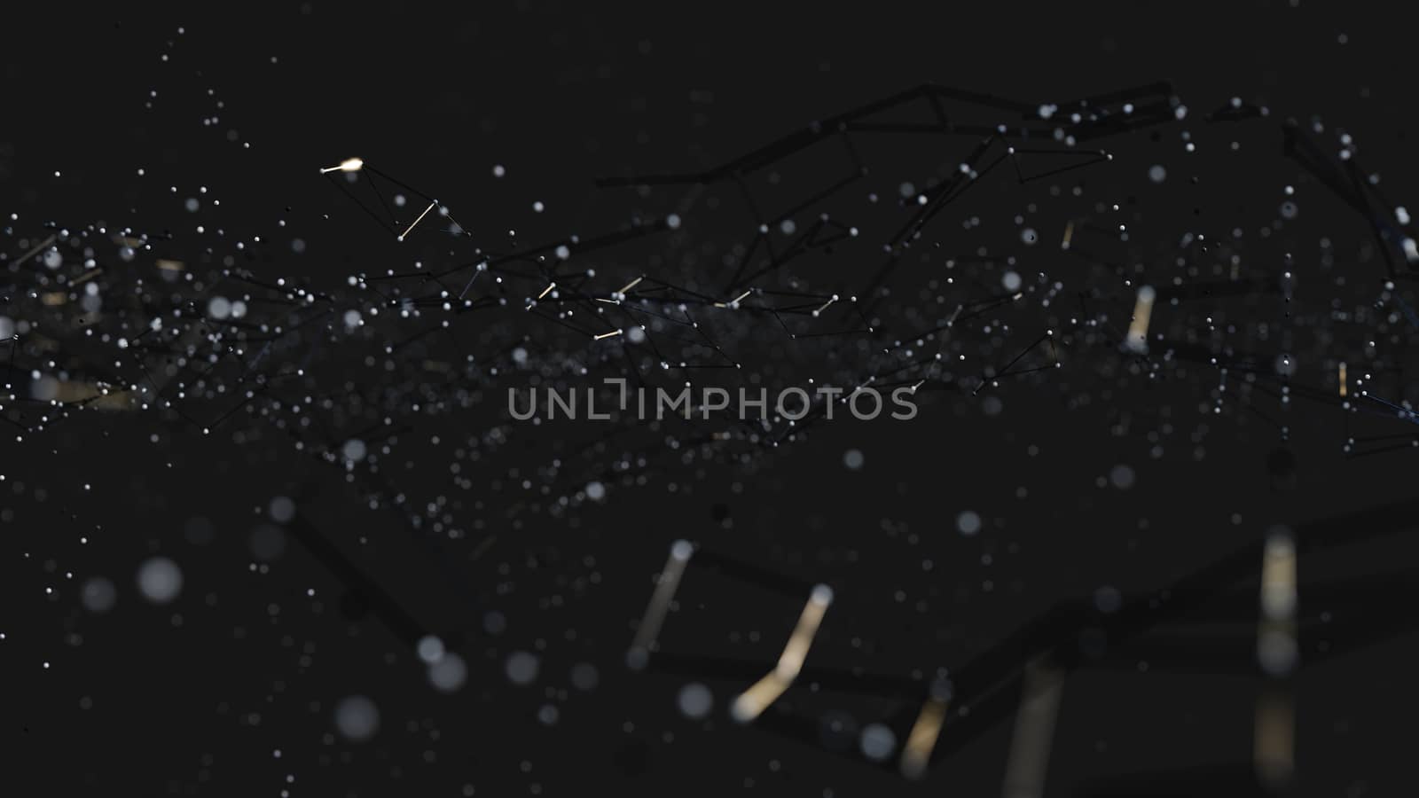 Abstract digital background with cybernetic particles. 3D illustration