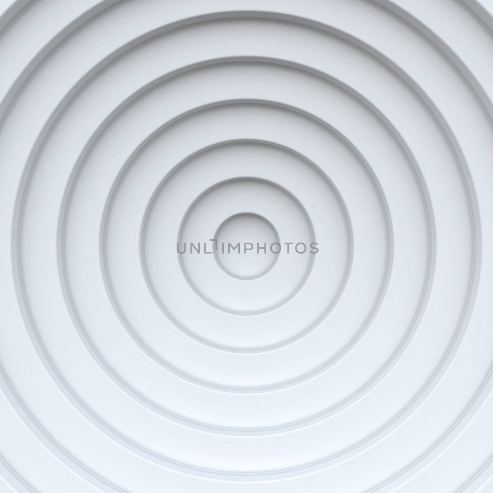White concentric circle abstract background 3D render illustration