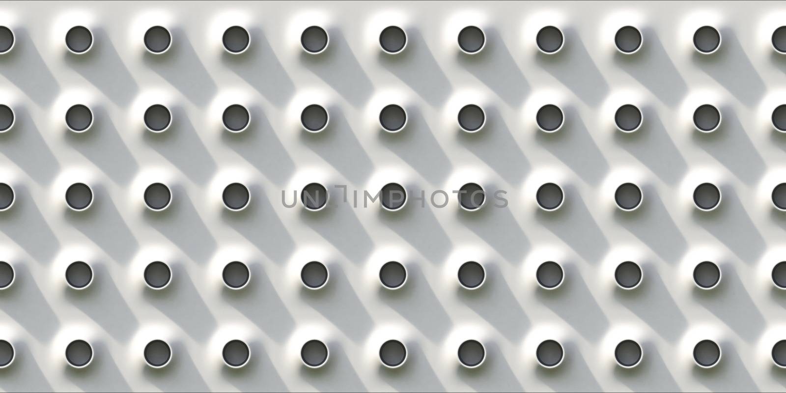 Holes arranged in rows abstract background 3D render illustration