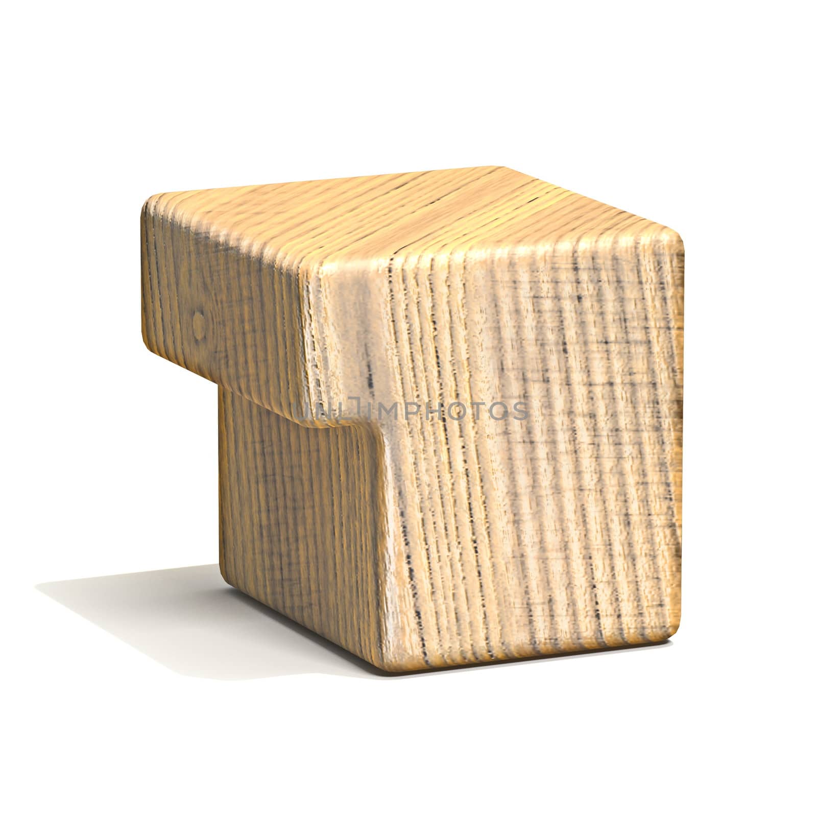 Solid wooden cube font Number 1 ONE 3D render illustration isolated on white background