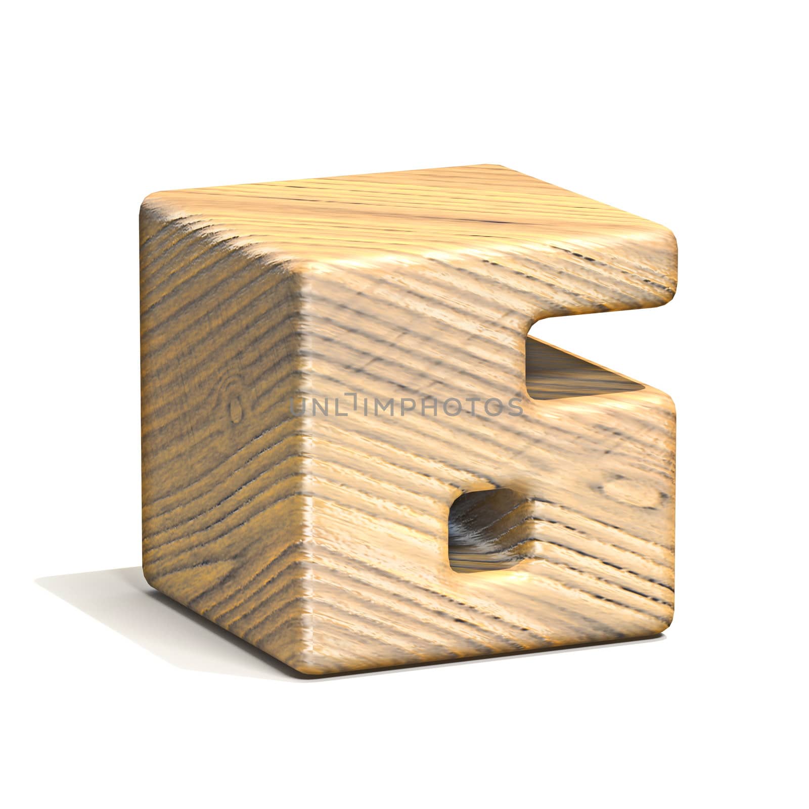Solid wooden cube font Number 6 SIX 3D render illustration isolated on white background