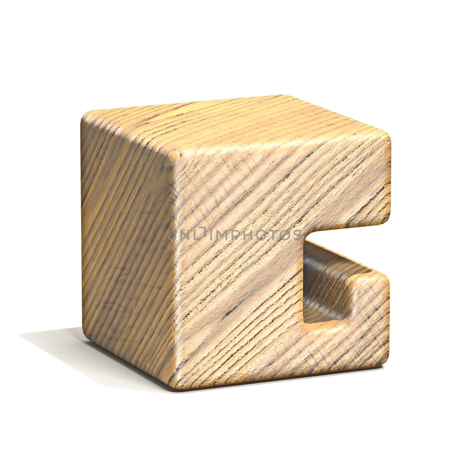 Solid wooden cube font Letter G 3D render illustration isolated on white background