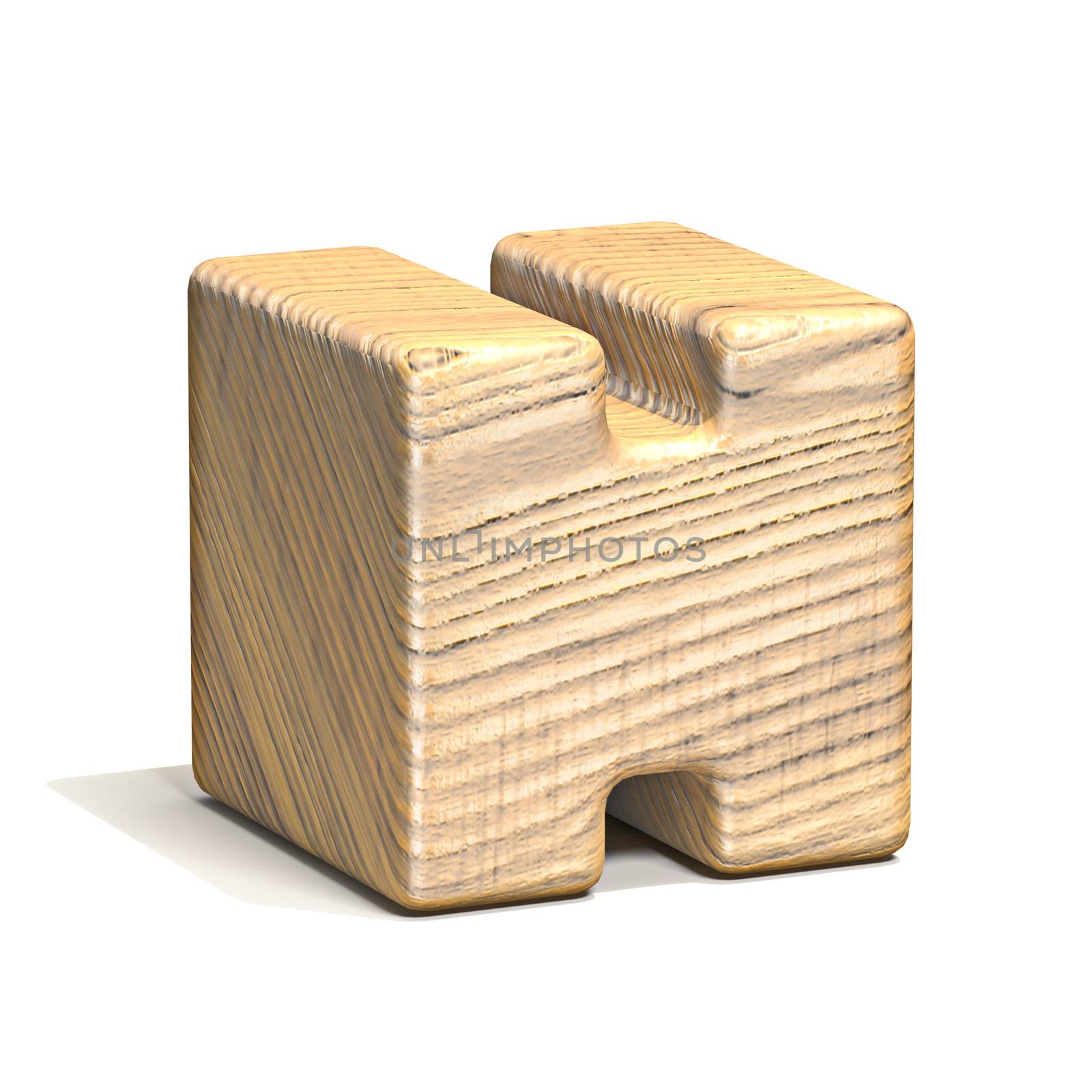 Solid wooden cube font Letter H 3D by djmilic