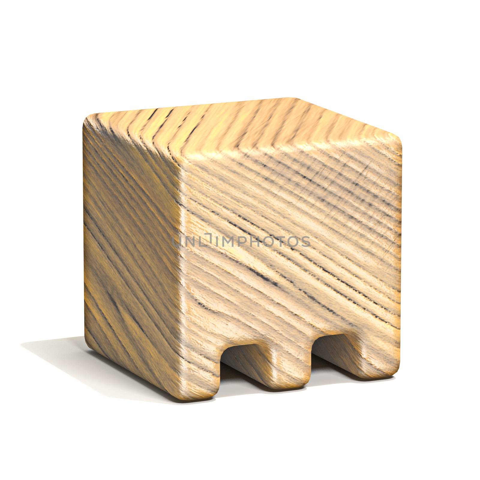 Solid wooden cube font Letter M 3D by djmilic