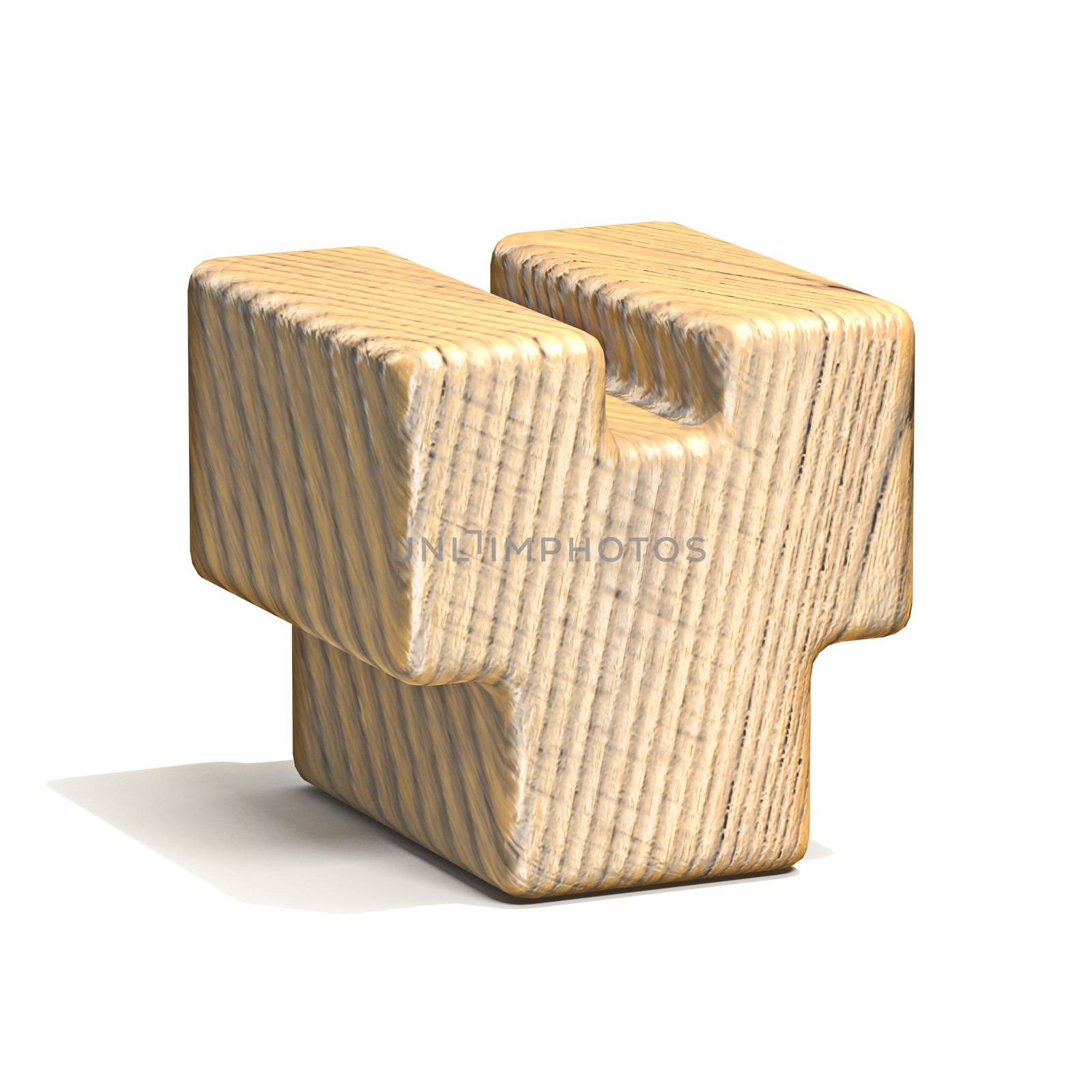 Solid wooden cube font Letter Y 3D render illustration isolated on white background