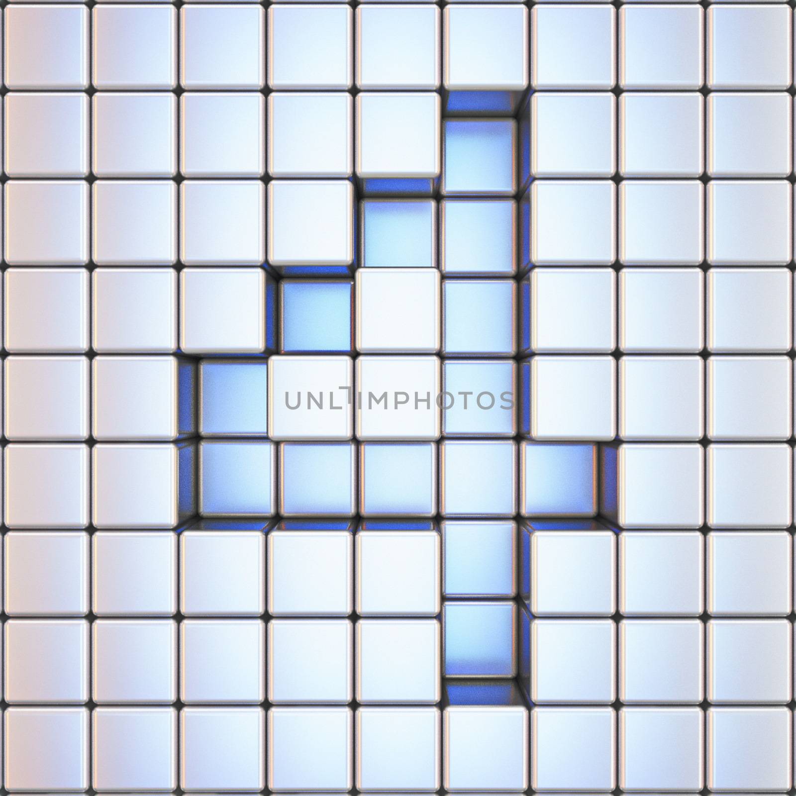 Cube grid Number 4 FOUR 3D render illustration