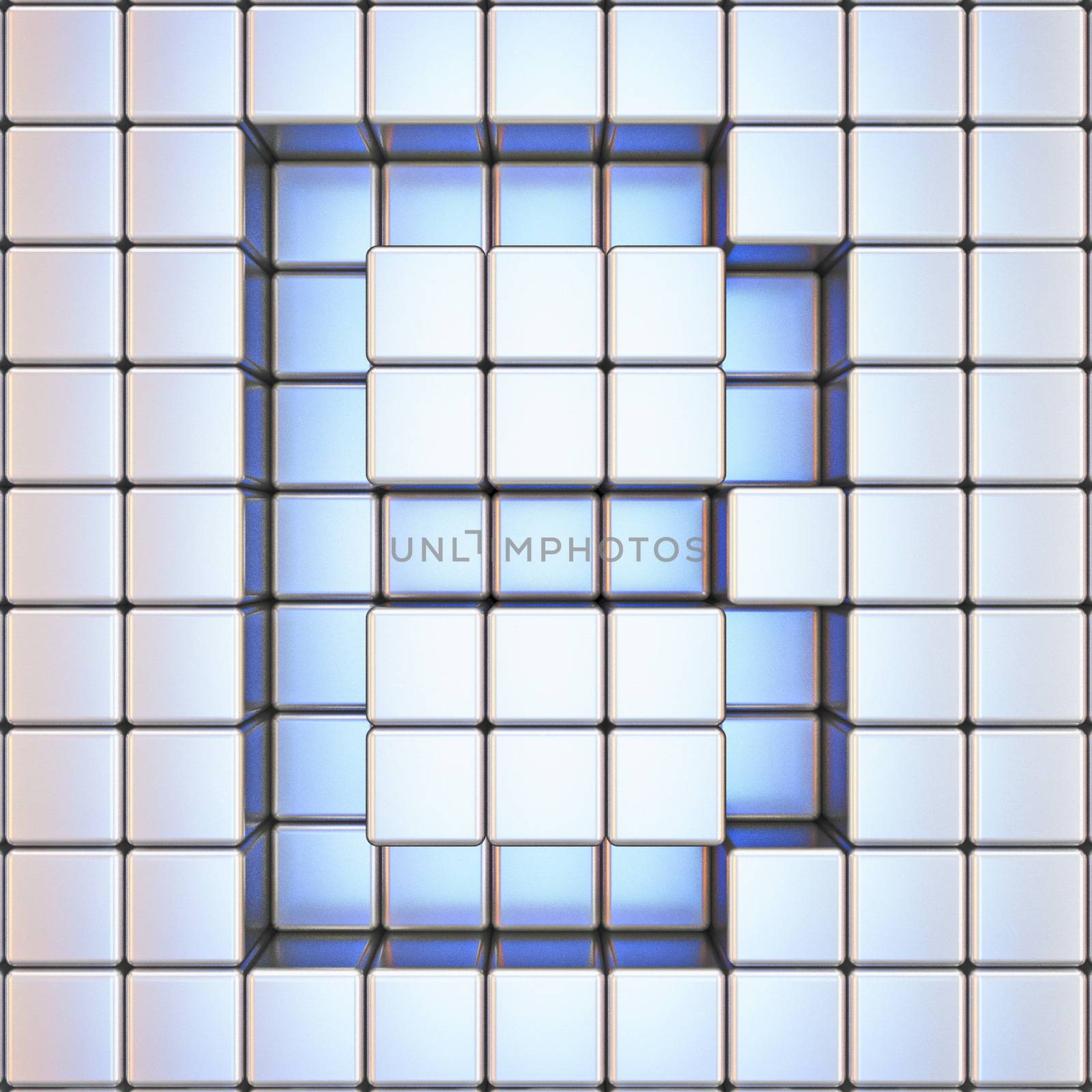 Cube grid Letter B 3D render illustration