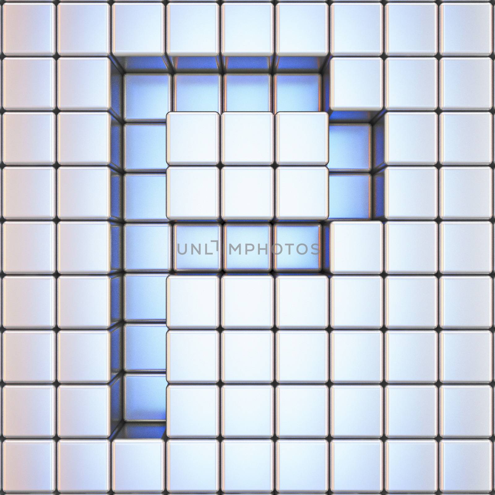 Cube grid Letter P 3D render illustration