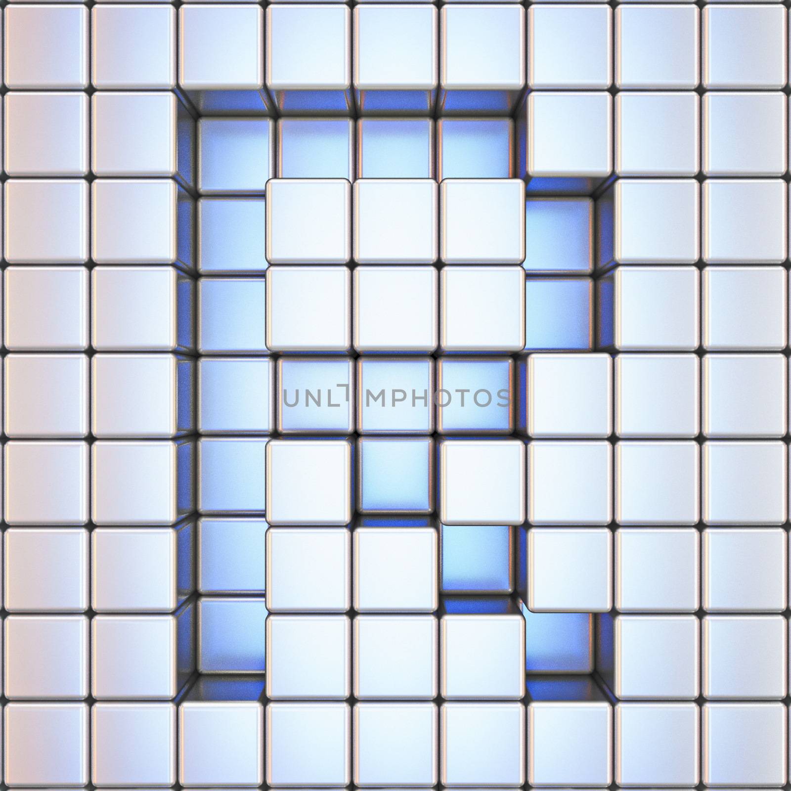 Cube grid Letter R 3D render illustration