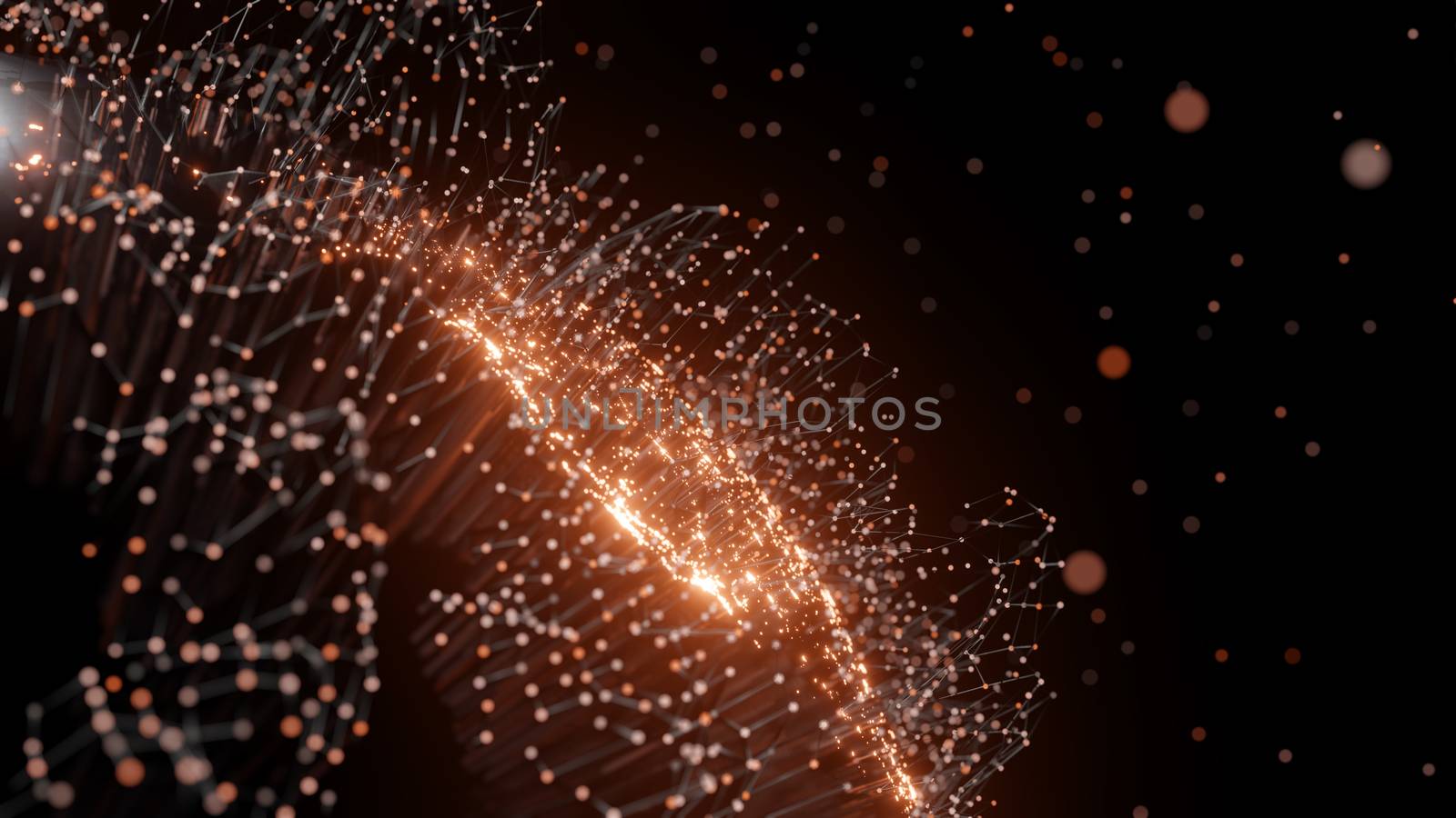 Connection lines and dots around Earth globe, Futuristic technology background. 3D illustration