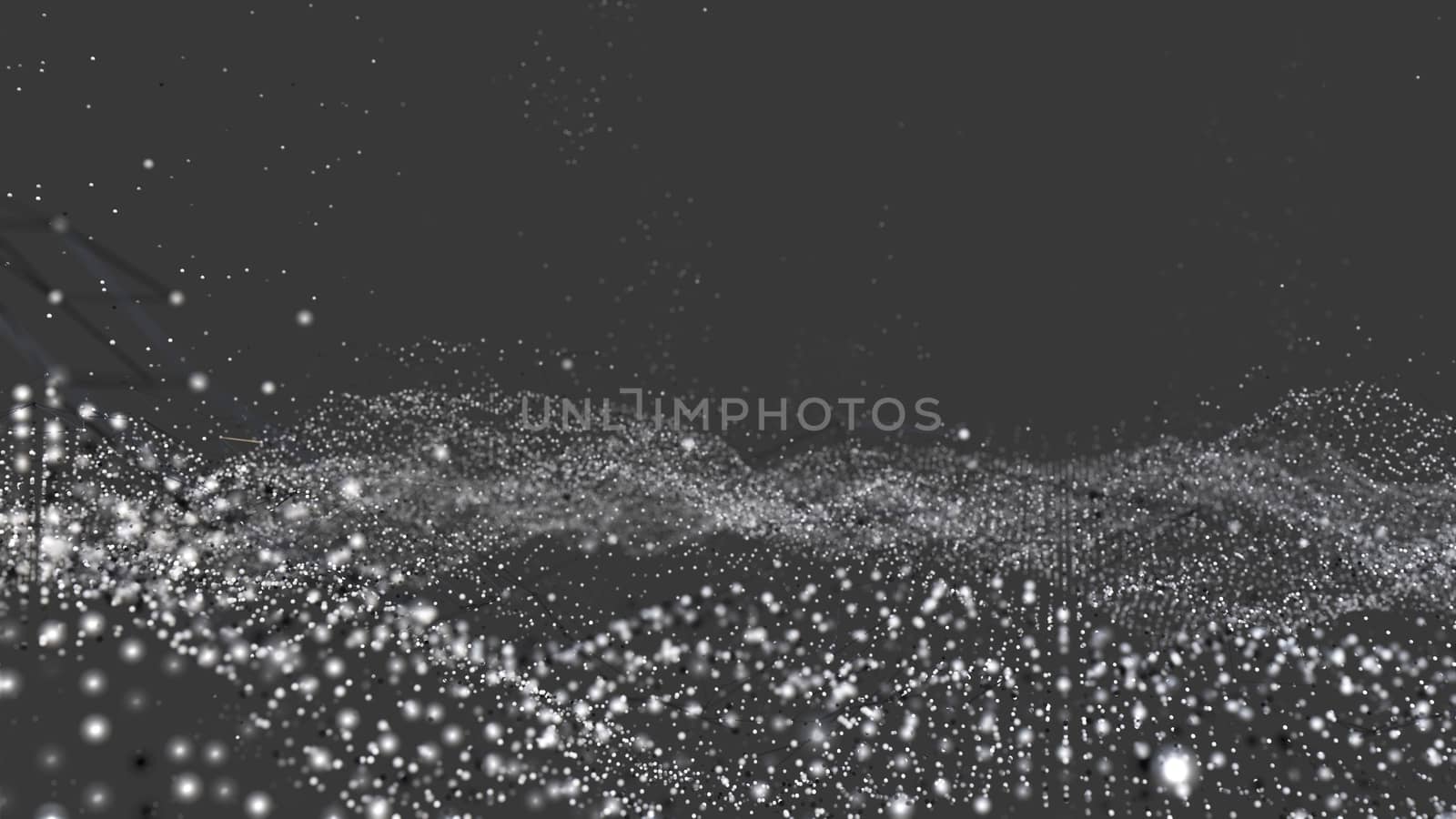 Abstract digital background with cybernetic particles. 3D illustration