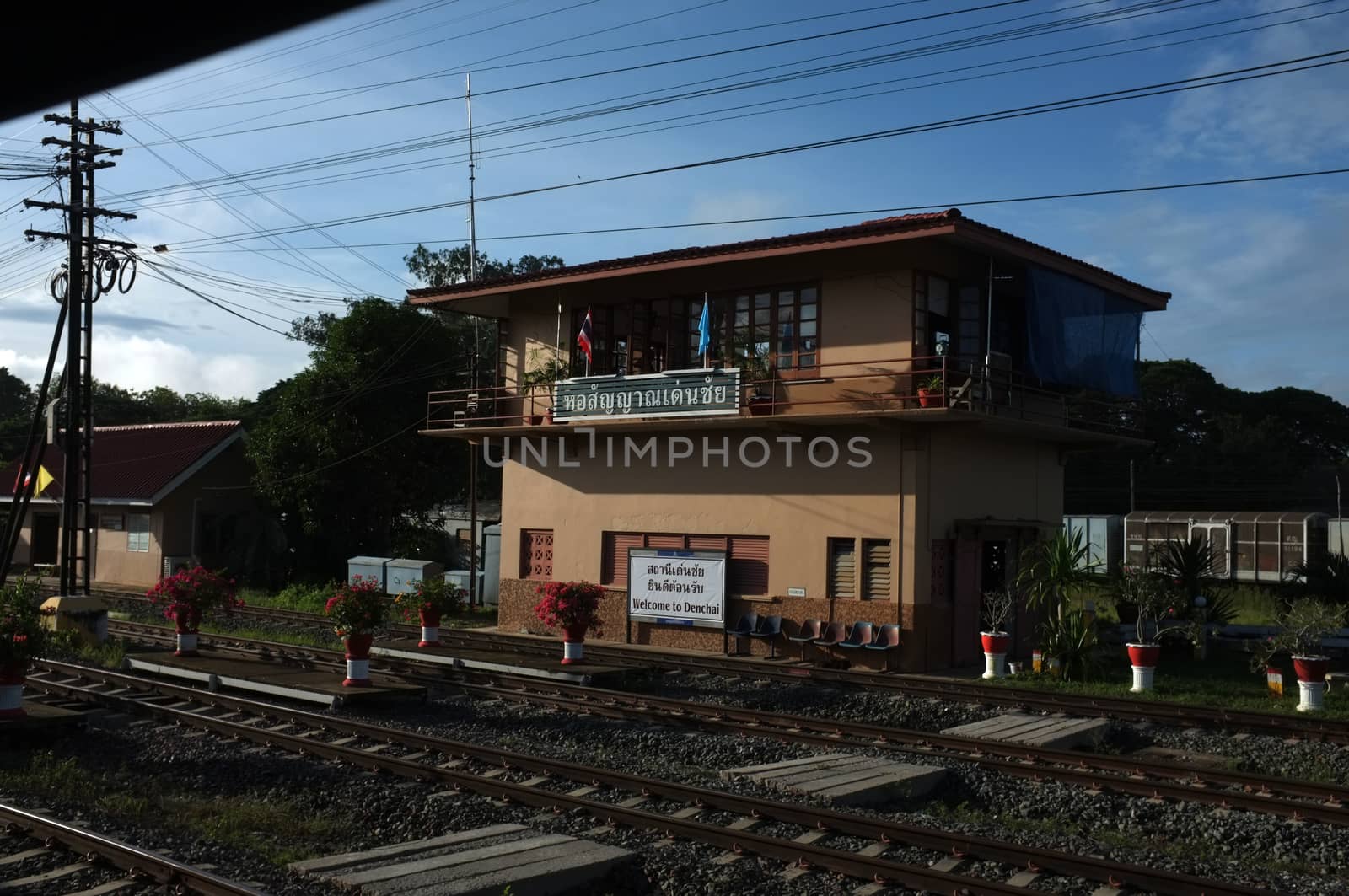 Phrae  , Thailand : September 13 2019 : Den Chai Railway Station is on the Northern Railway route. Is a train station in Phrae Province, Thailand by Hepjam