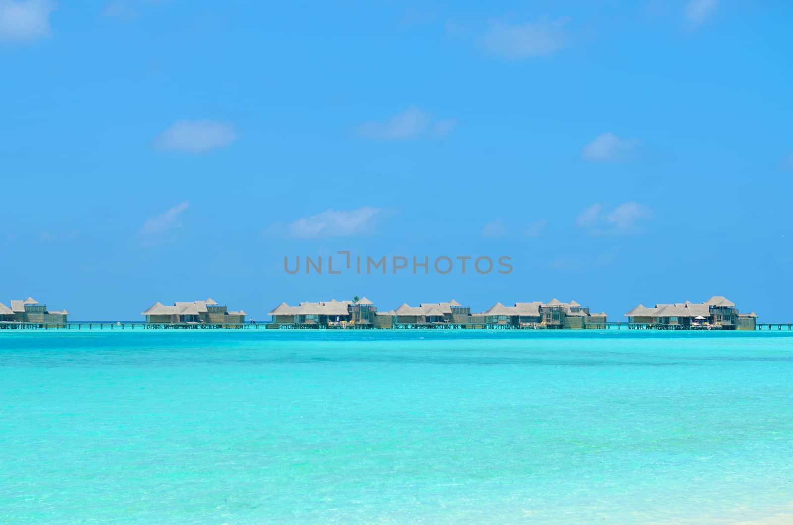 Luxury resort with water bungalows in Maldives