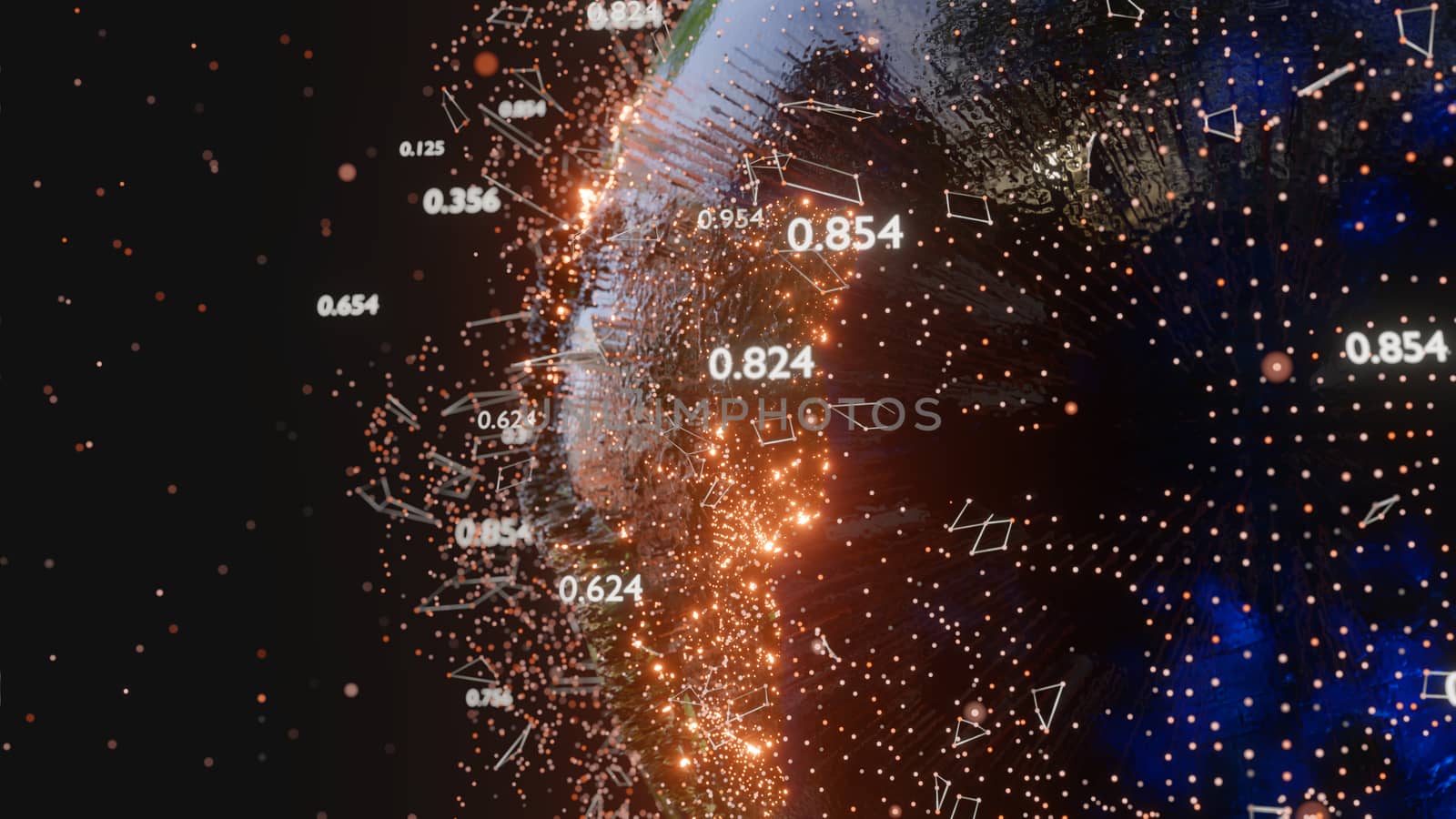 Connection lines and dots around Earth globe, Futuristic technology background. 3D illustration. Elements of this image furnished by NASA