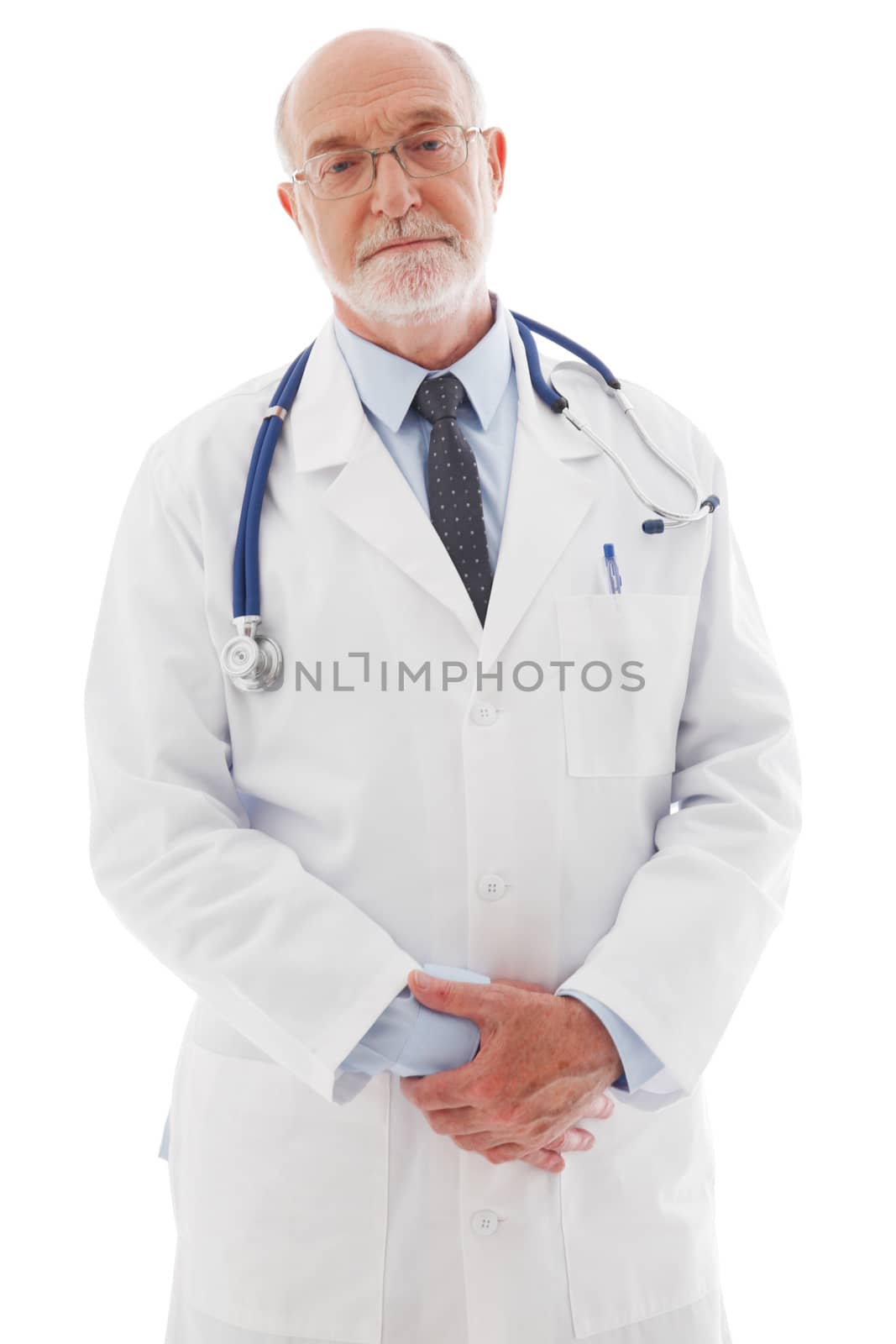 Portrait of a mature doctor isolated on white background