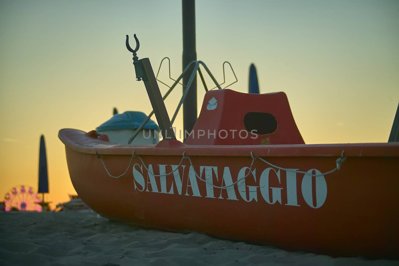 Saving rescue used in a bathing establishment of Rosolina Mare in Veneto Italy.