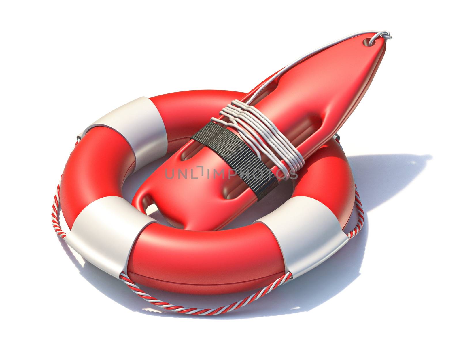 Lifeguard professional lifebuoys 3D rendering illustration isolated on white background