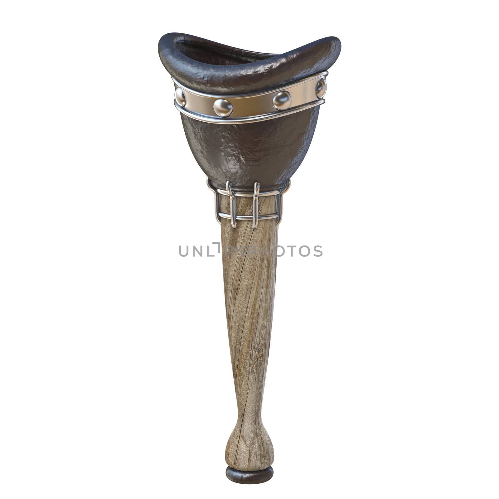 Pirate wooden leg 3D render illustration isolated on white background