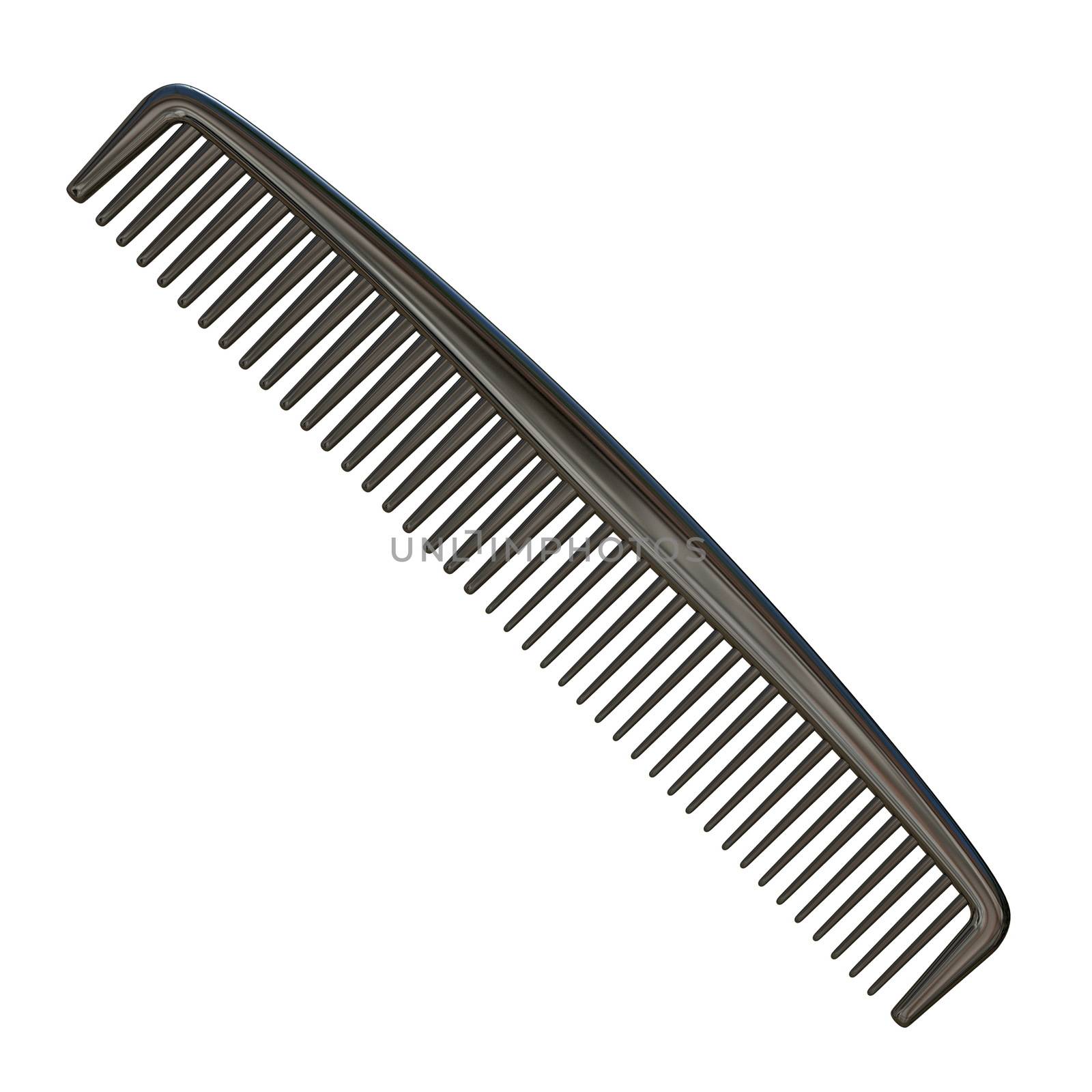 Plastic comb 3D render illustration isolated on white background