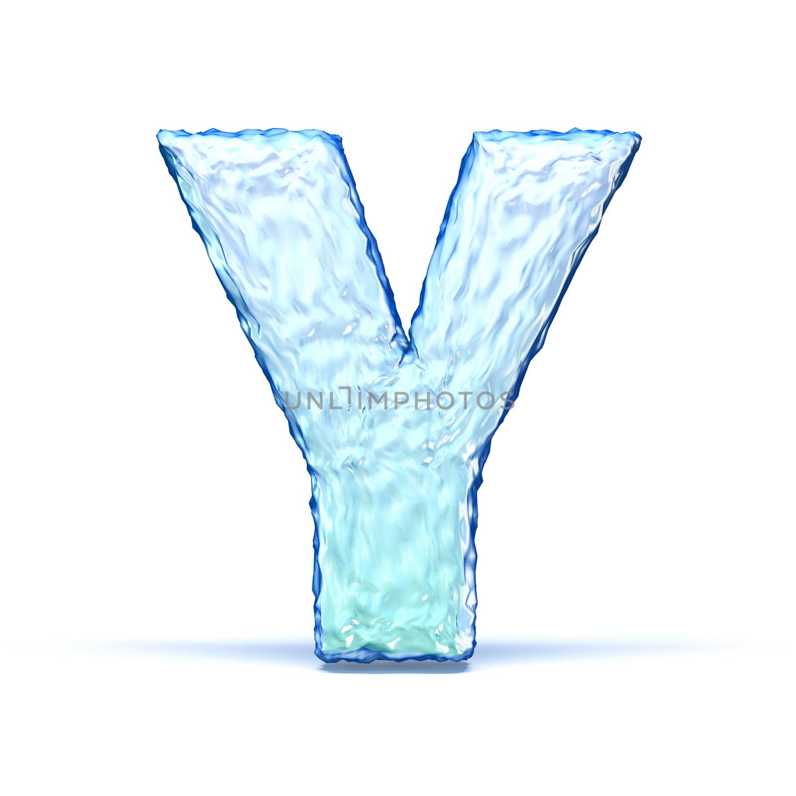 Ice crystal font letter Y 3D render illustration isolated on white background