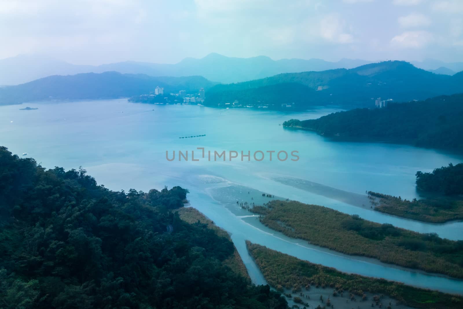 Overhead shot of Sun Moon Lake, Taiwan