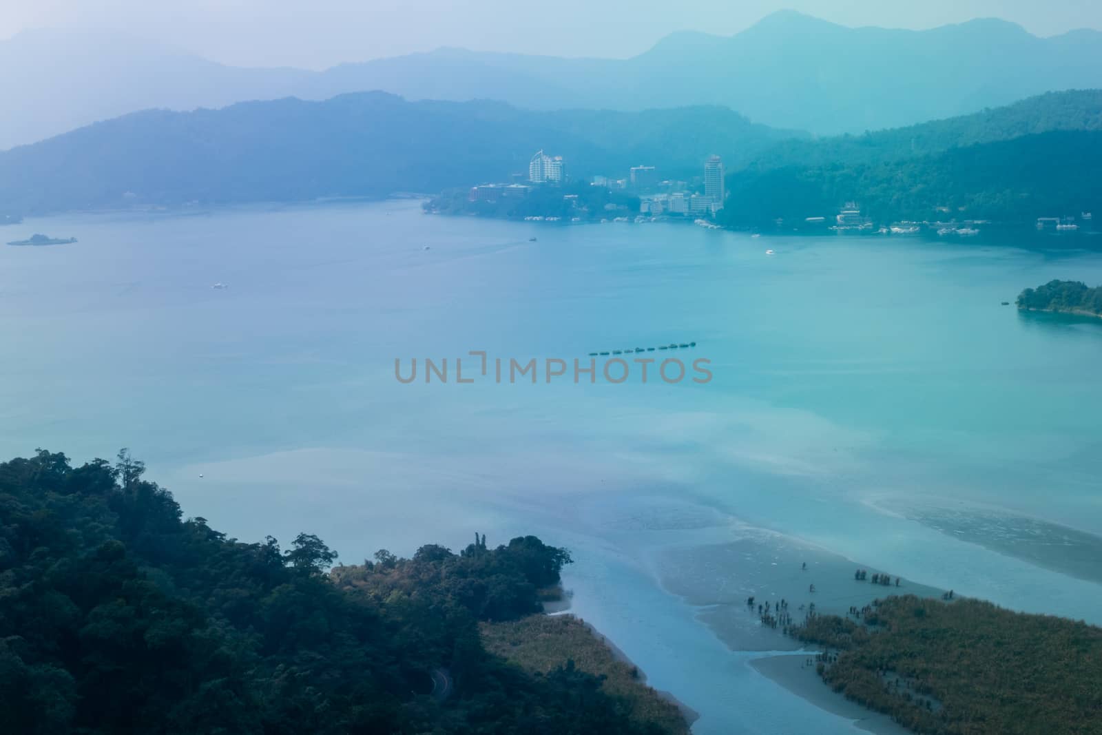 Overhead shot of Sun Moon Lake, Taiwan