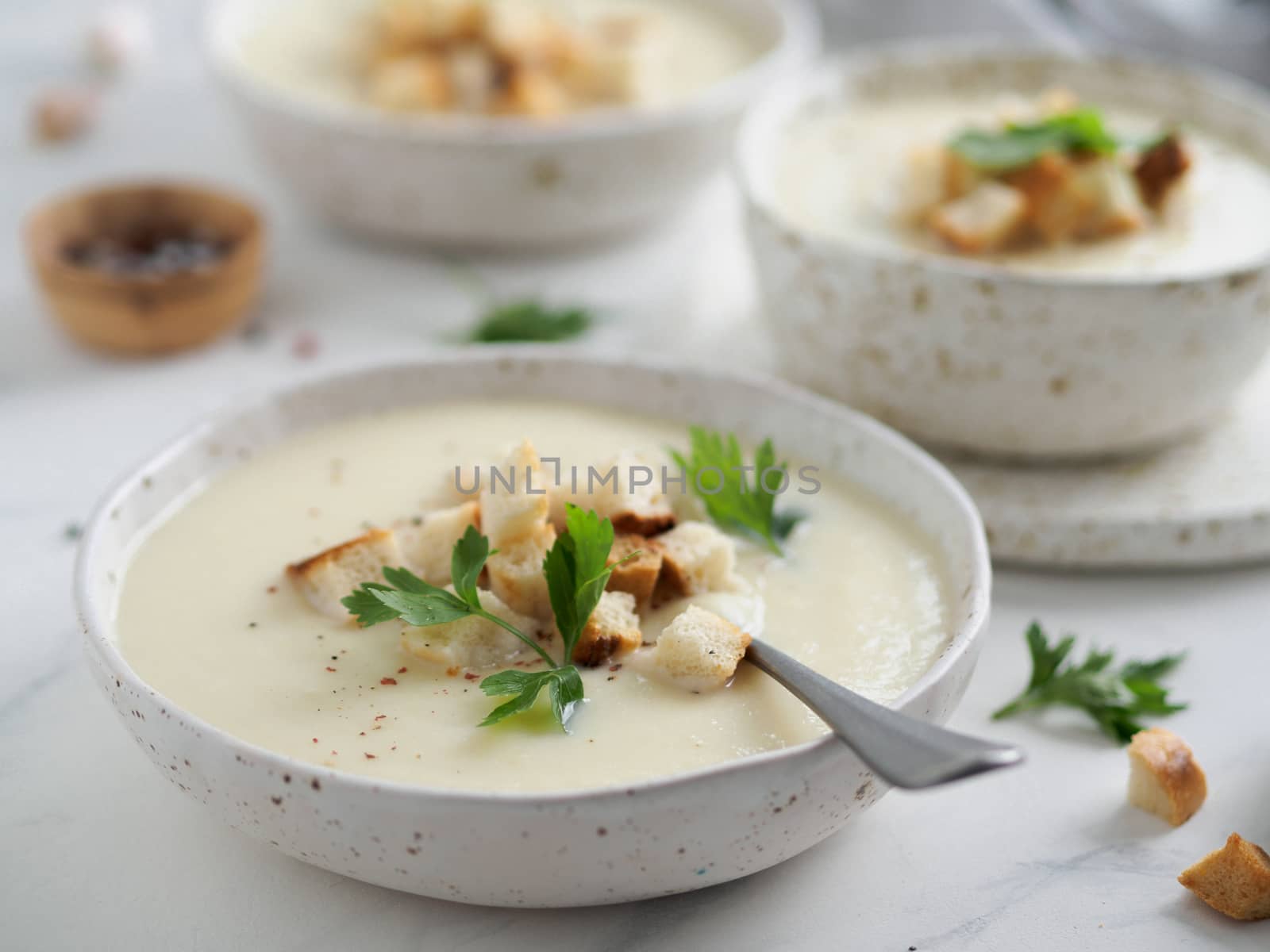 cauliflower soup puree, copy space by fascinadora