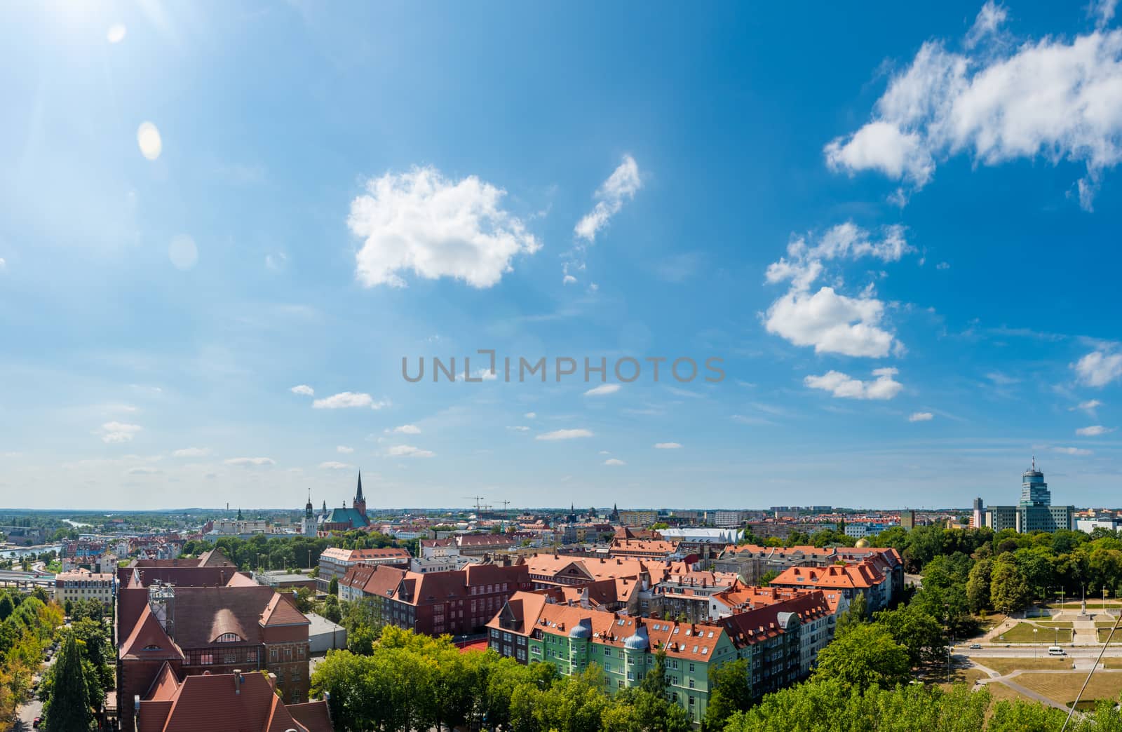 Szczecin cityscape on a sunny day, Poland, Europe