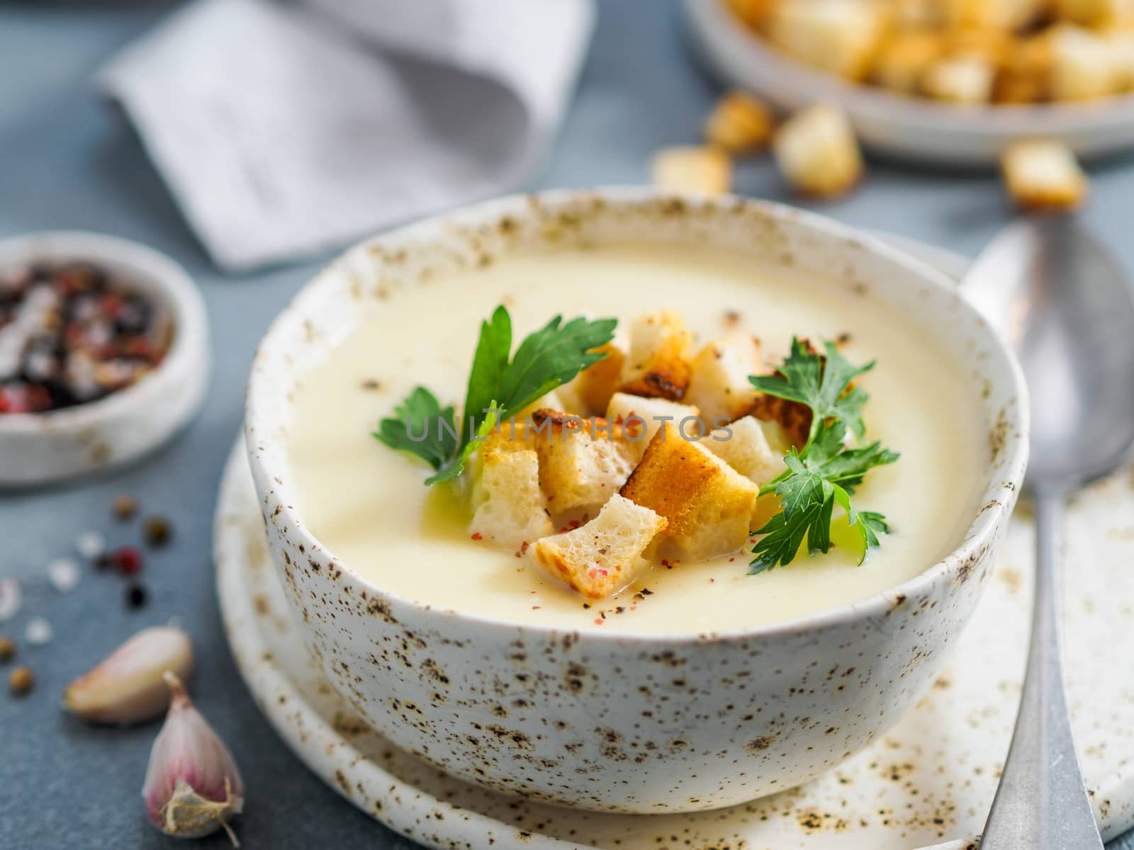 cauliflower soup puree, copy space by fascinadora