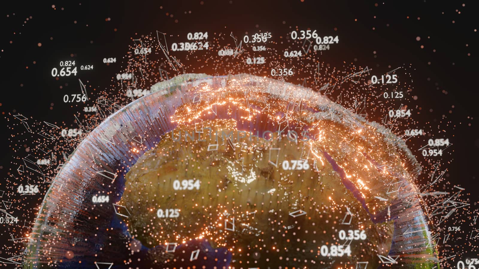 Connection lines and dots around Earth globe, Futuristic technology background. 3D illustration. Elements of this image furnished by NASA