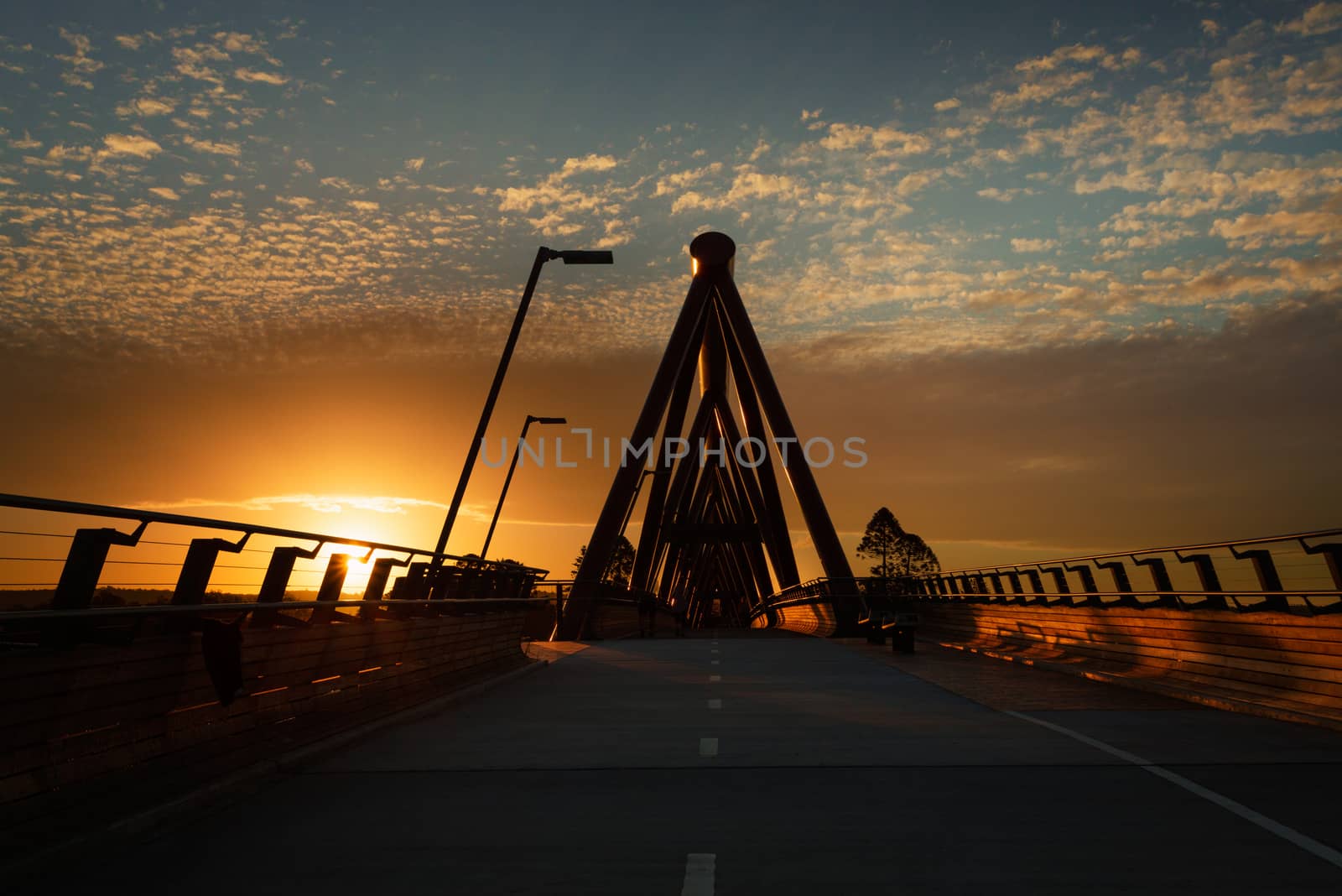 Sunset from Yandhai Nepean Crossing, a modern constructed bridge over the Nepean River