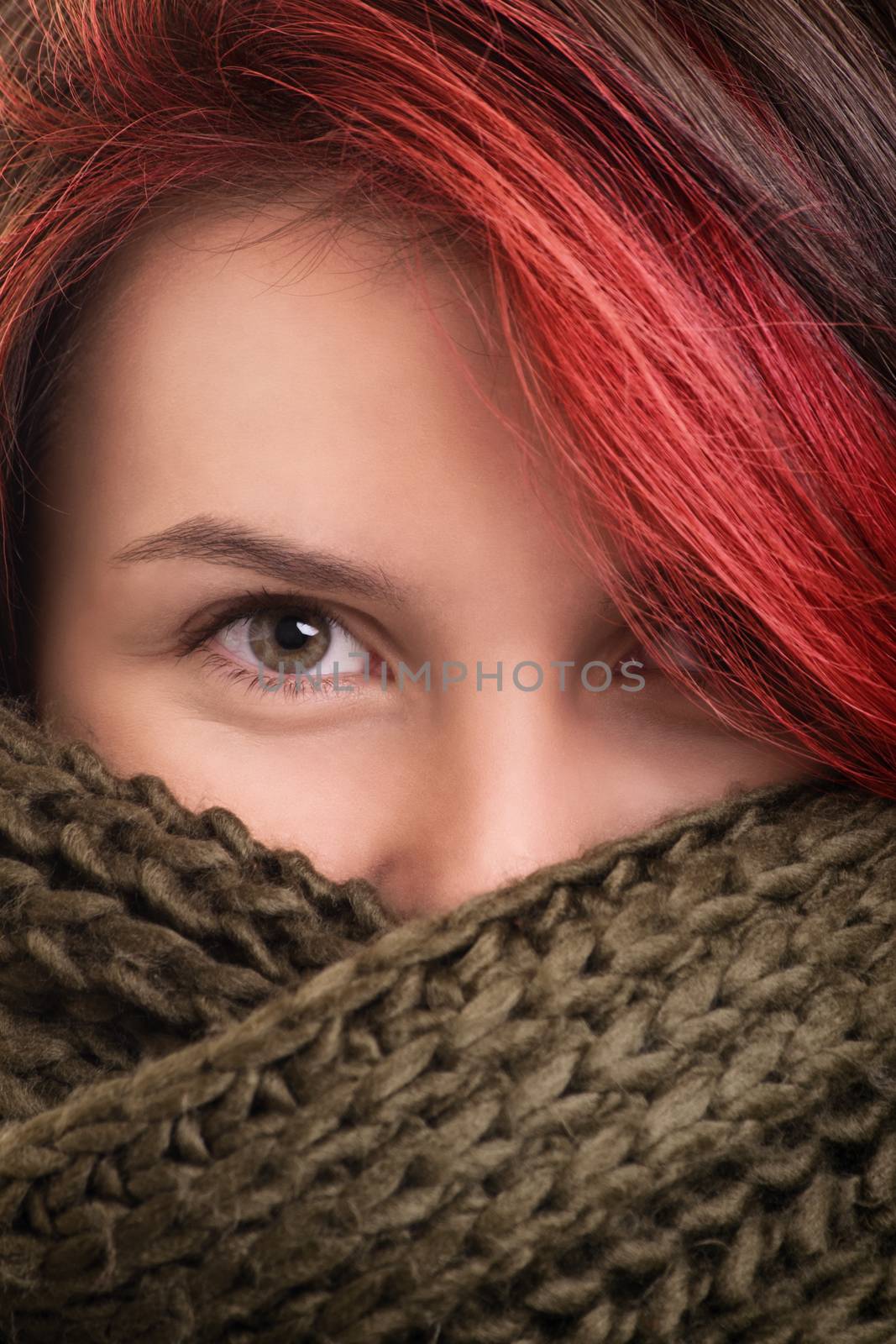 Portrait of a young girl wearing scarf by Mendelex