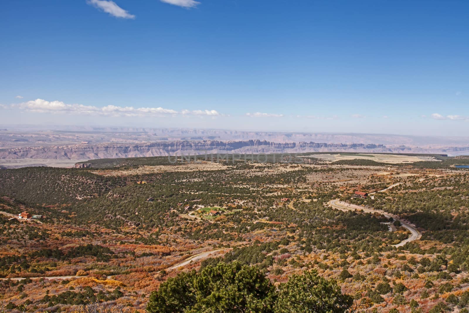 View over Utah from the Manti-La Sal Mountains with Canyonlands National Park visible in the distance.