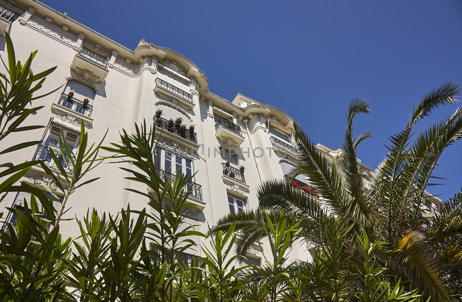 A typical palace illuminated by the sun of the cote d'azur in France.