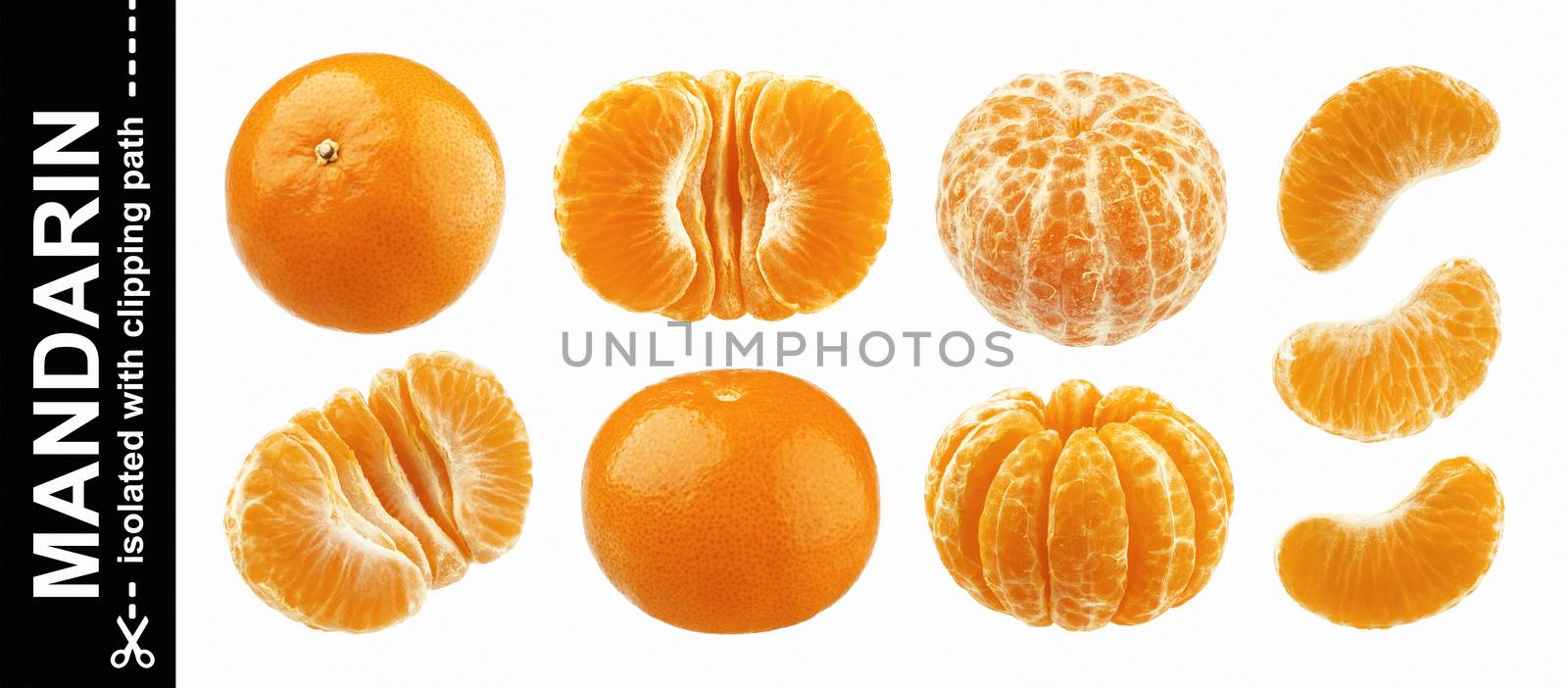 Mandarine, tangerine, clementine isolated on white background. Collection by xamtiw