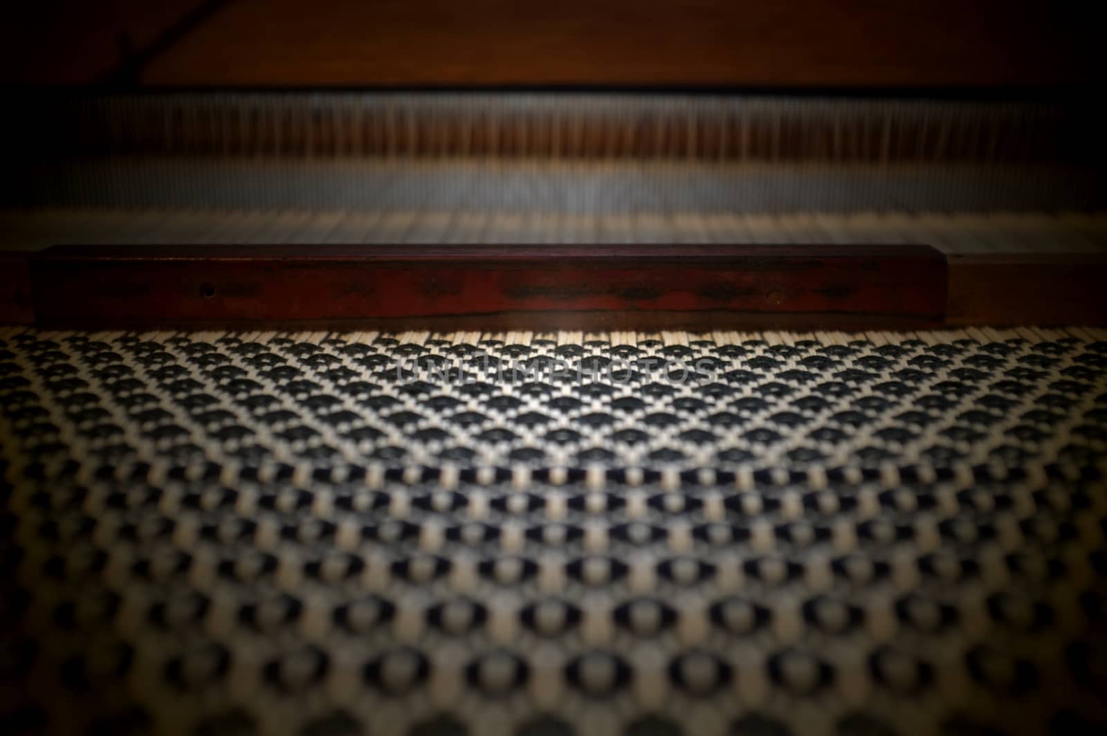 Close up Important tools used in weaving are called loom , Concept Weaving traditional thai fabric