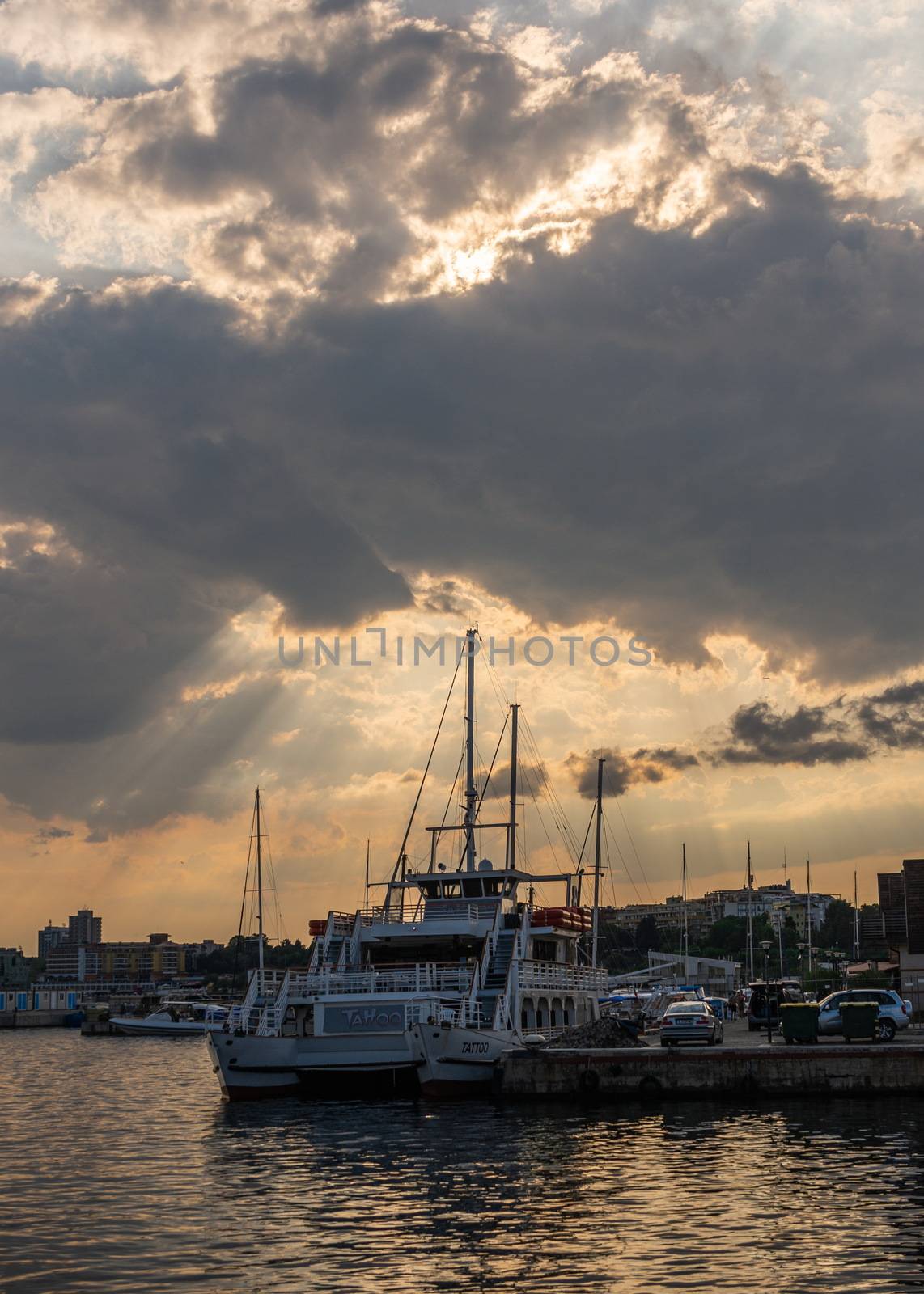 Nesebar, Bulgaria – 07.09.2019. Yacht and pleasure boat parking in Nesebar, Bulgaria, on a sunny summer day