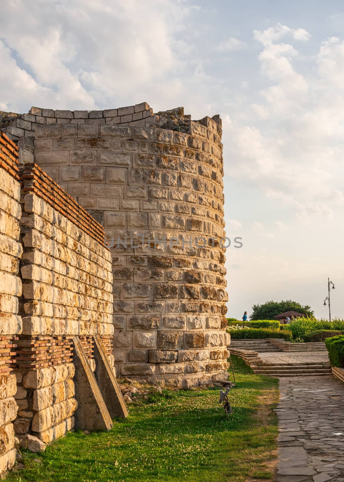 Nesebar, Bulgaria – 07.09.2019. Fortress walls on the promenade of Nesebar, Bulgaria, on a sunny summer day