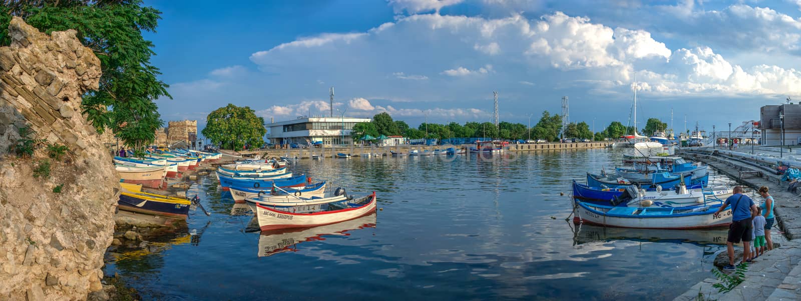 Nesebar, Bulgaria – 07.09.2019. Yacht and pleasure boat parking in Nesebar, Bulgaria, on a sunny summer day