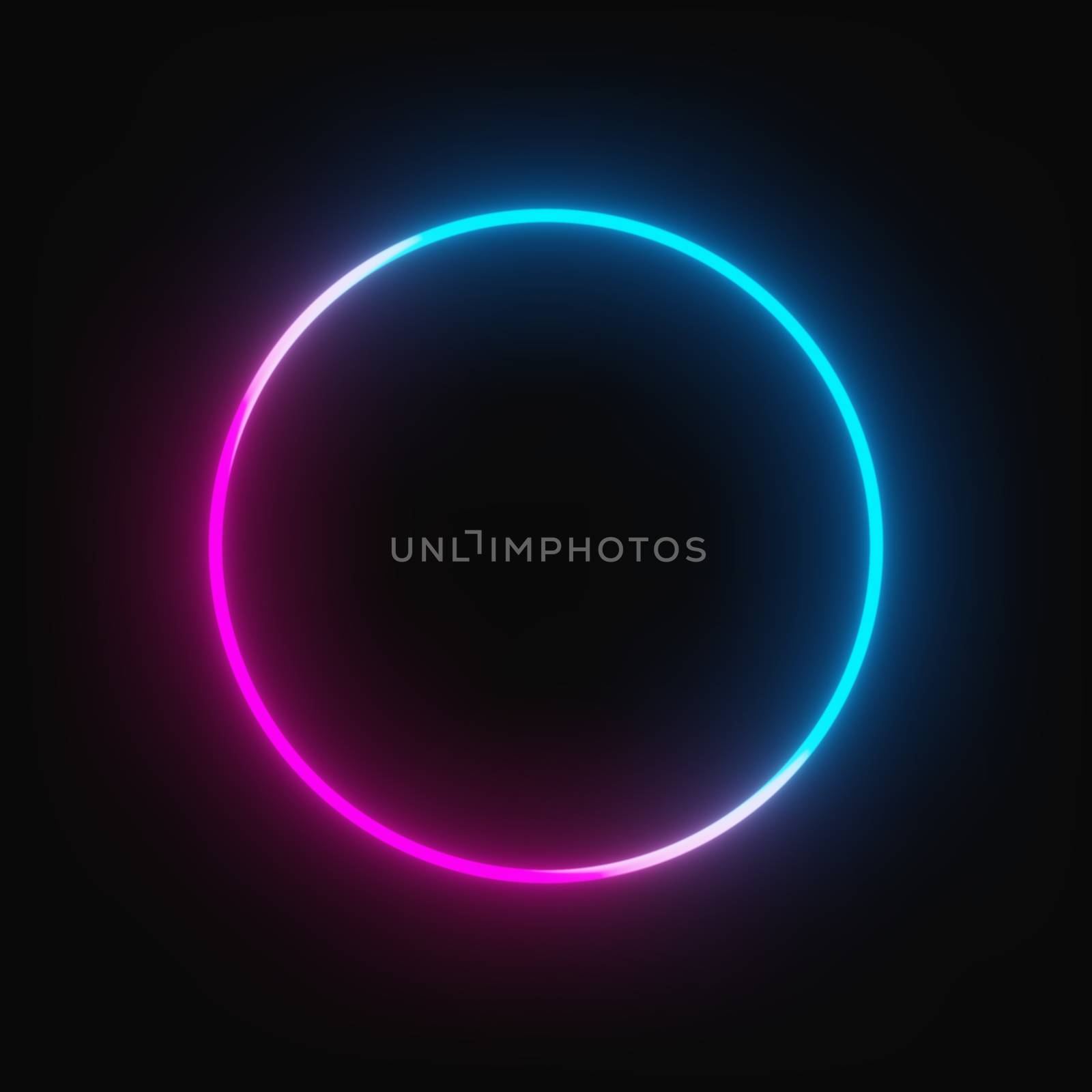 Blue pink neon round frame. 3D illustration by cherezoff