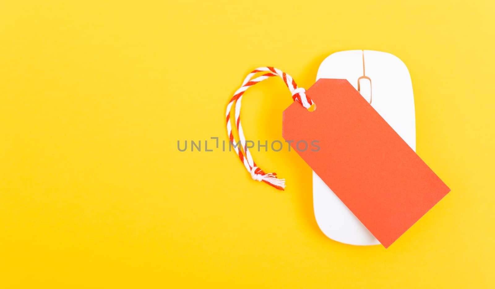 Internet online shopping marketing, Blank red tag label and whit by Sorapop
