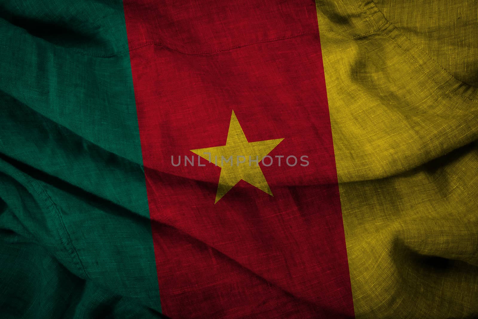 The state flag Republic of Cameroon coarse fabric