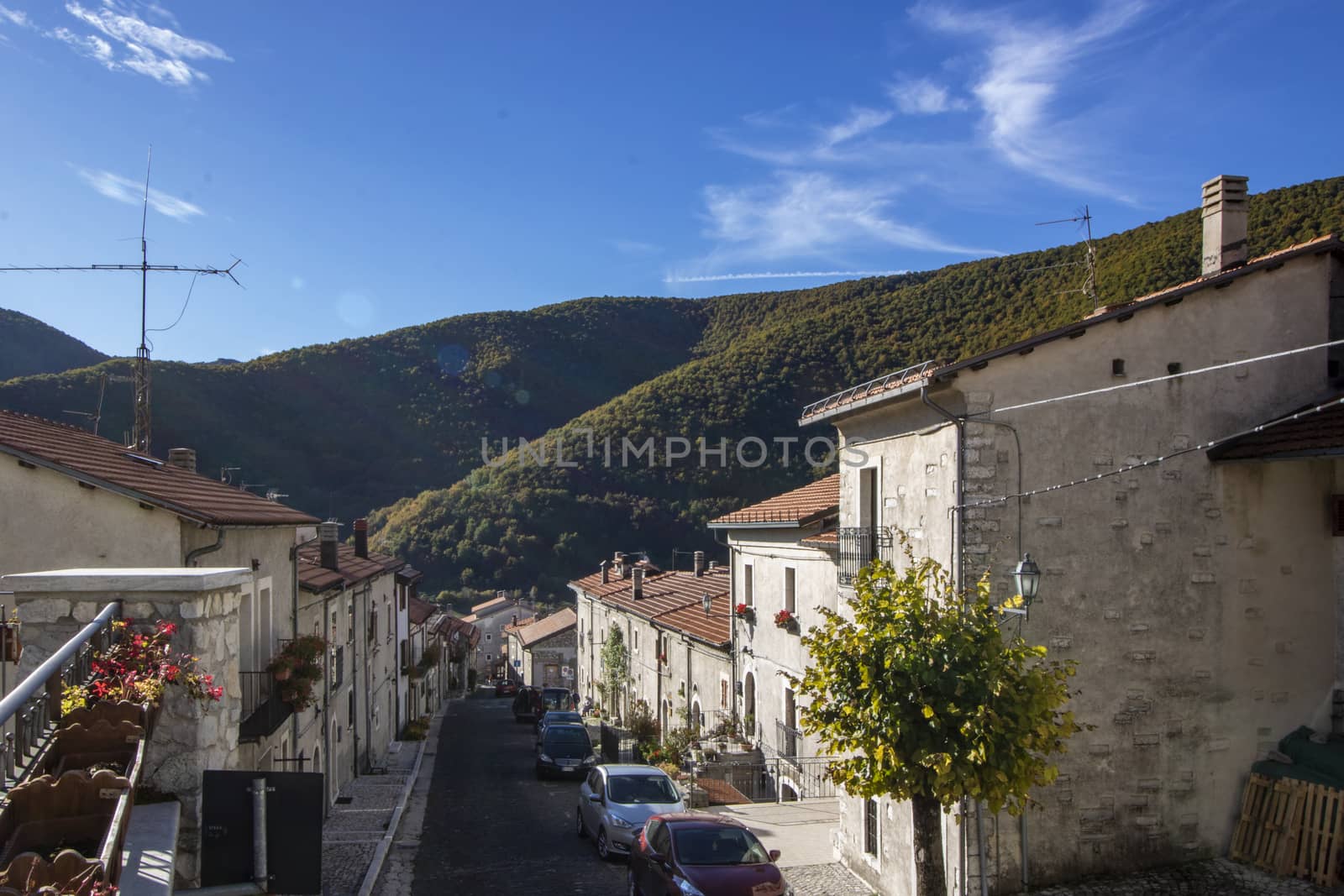 The little town of OPi in Abruzzo national park, Italy 