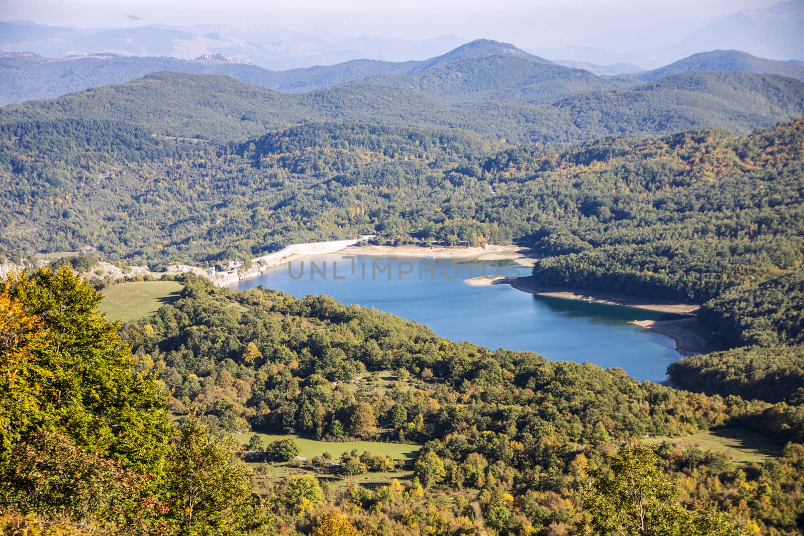 View of the montagna Spaccata lake in Abruzzo National Park, Italy