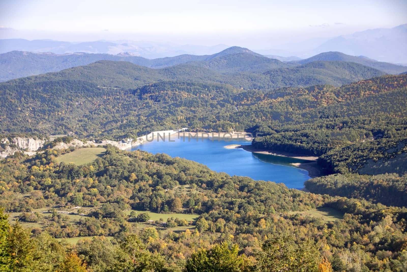 View of the montagna Spaccata lake in Abruzzo National Park, Italy