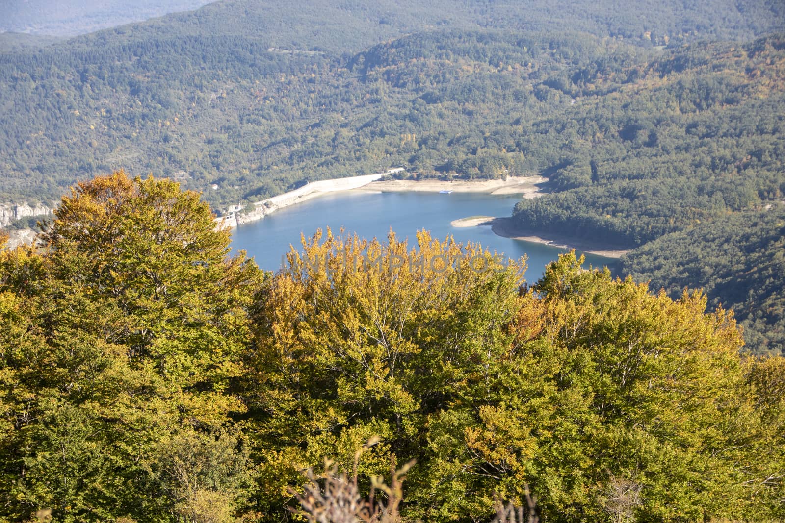 View of the montagna Spaccata lake in Abruzzo National Park, Italy