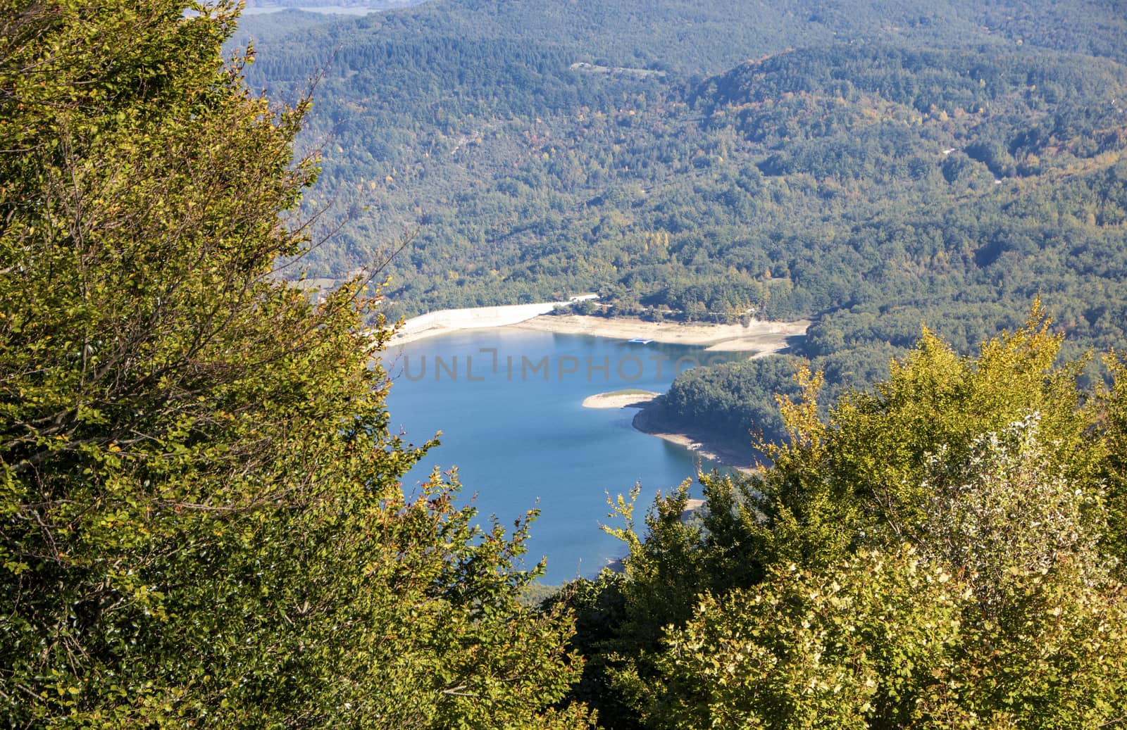 View of the montagna Spaccata lake in Abruzzo National Park, Italy